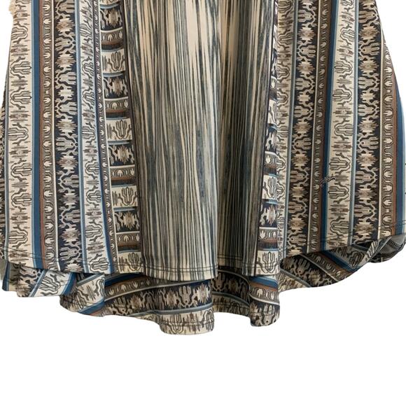 Hale Bob Blue and Brown Patterned Striped Boho Swing Mini Dress - Picture 6 of 10